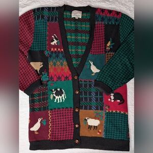 Vintage Susan Bristol holiday farm cardigan